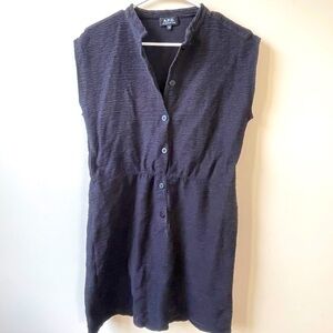 A.P.C. black shirted cotton shift dress size M